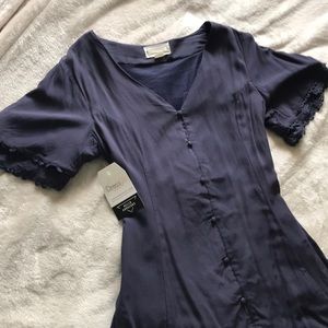 Brand New Dress Up Large Navy Button Up Dress